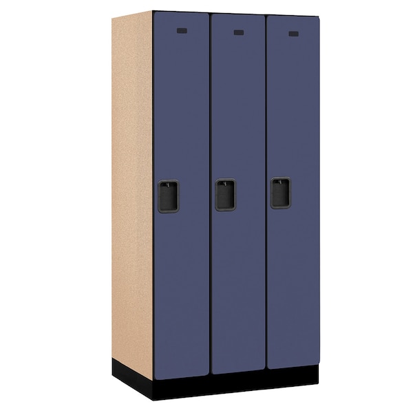 Wardrobe Locker, 36" W, 21" D, 76" H, (3) Wide, (3) Openings, Blue